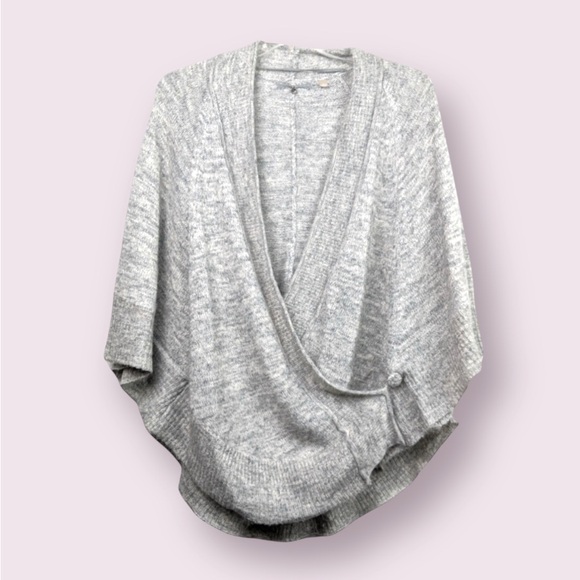 Anthropologie Knitted & Knotted Grey Wool Alpaca Blend Wrap Cardigan O/S‎ - Picture 2 of 3